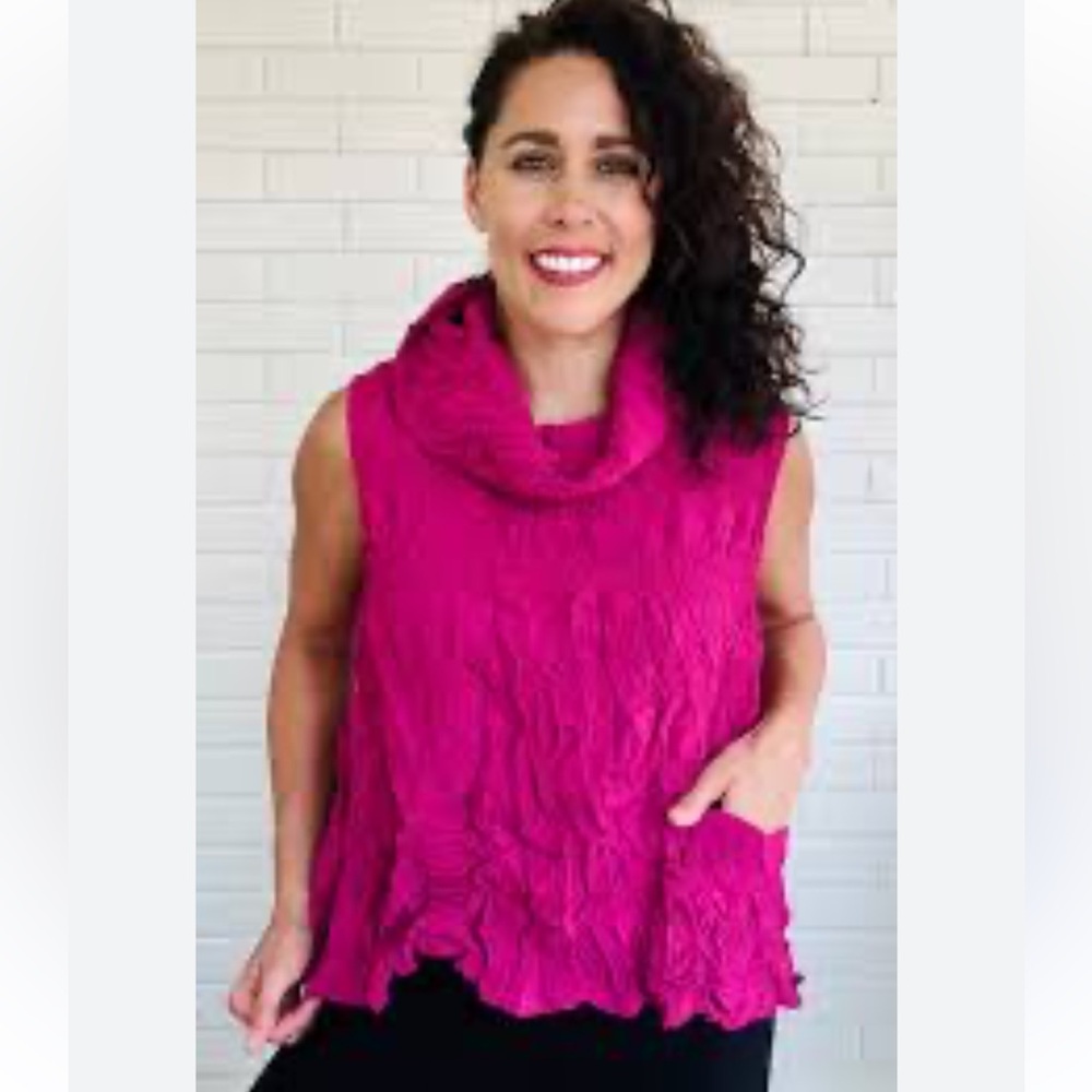 Chalet Vibrant Pink Textured Sleeveless Blouse Sz: 1X - Picture 2 of 15